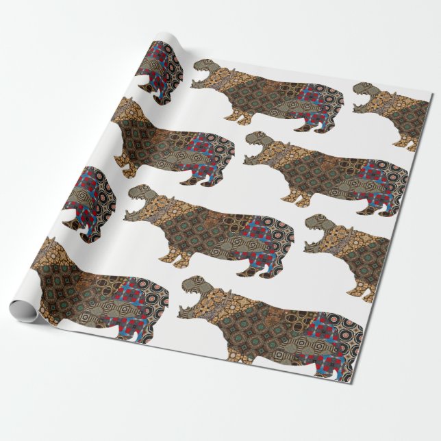 Papper julafton Hippopotamus Wrapping Presentpapper (Utrullad)