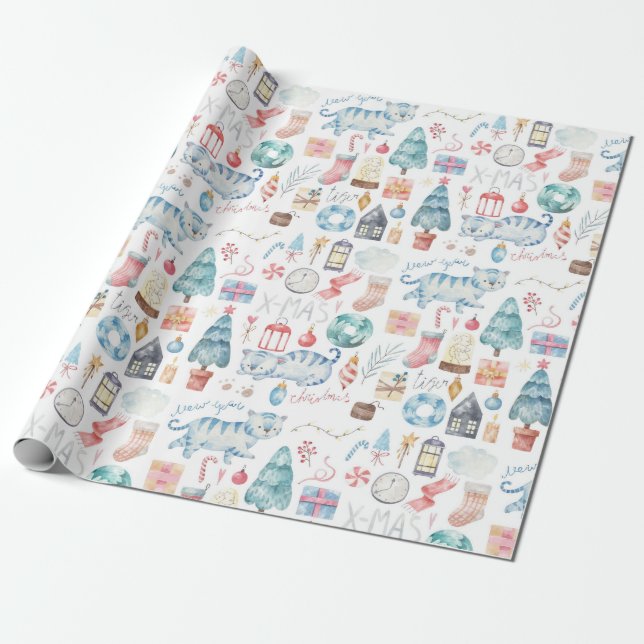 Papper julafton/nyårshöjning presentpapper (Utrullad)