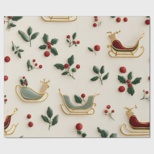 Papper julafton och Holly Wrapping Festiv Presentpapper