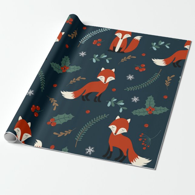 Papper julafton (Red Fox Theme) Presentpapper (Utrullad)