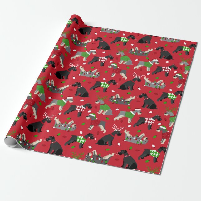 Papper julafton Schnauzer Wrapping Presentpapper (Utrullad)