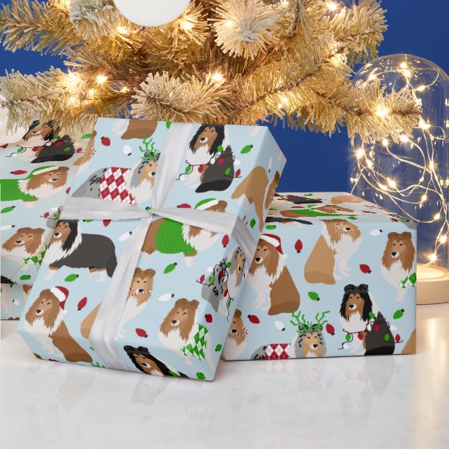 Papper julfritid Shetland Sheepdog Wrapping Presentpapper (Helgdagar)