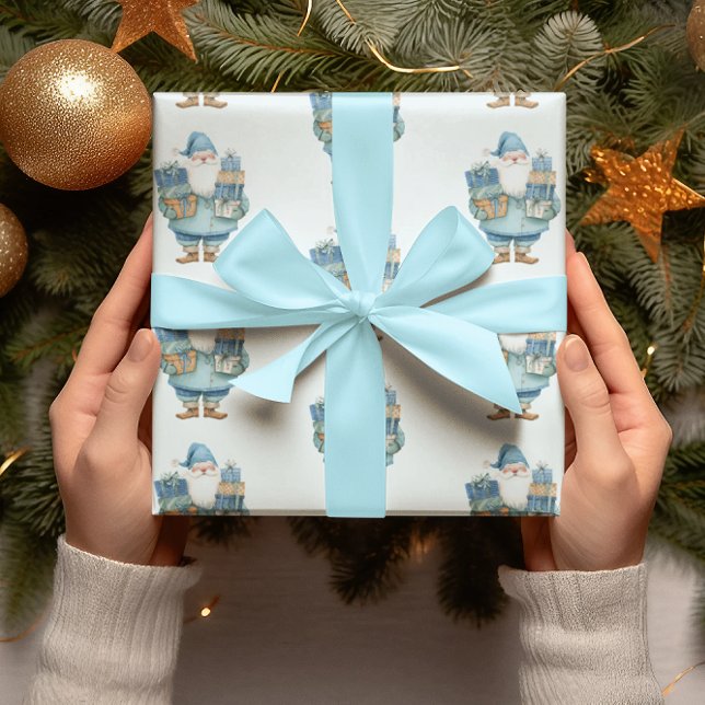 Papper julinsvällning för blå Jultomten Presentpapper (Skapare uppladdad)