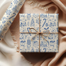 Papper julinsvällning för Cute Blue Doodle Presentpapper