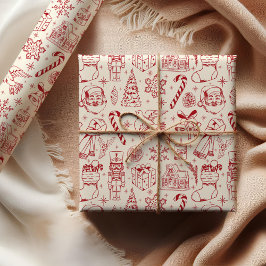 Papper julinsvällning för Cute Red Doodle Presentpapper