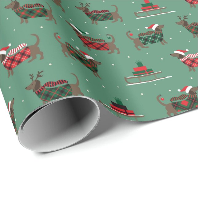 Papper julklapp för Cute Dachshund Hund Presentpapper (Rullad Hörn)