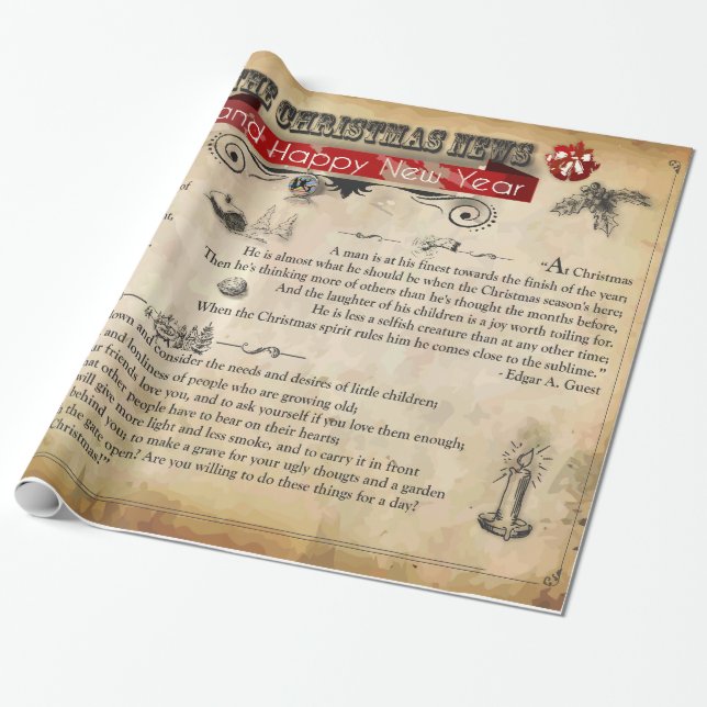 Papper julnyhet Glossy Wrapping, 30 x 6 tum Presentpapper (Utrullad)