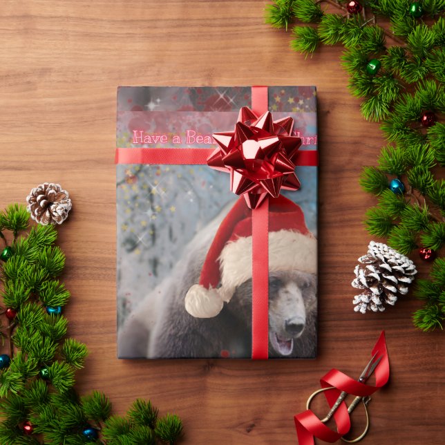 Papper julomslutning för brunbjörn presentpapper (Julgåva)