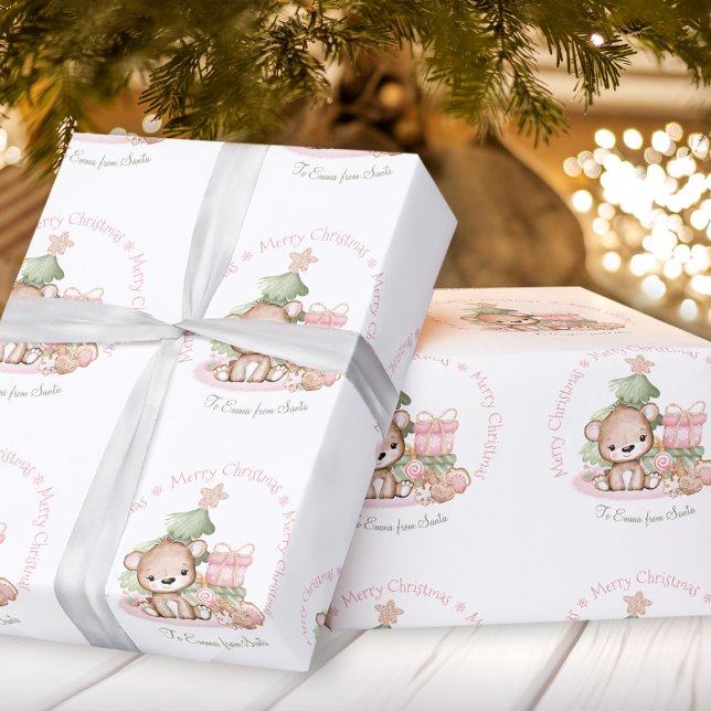 Papper julomslutning för Flicka Presentpapper (Cute Christmas wrapping paper for Baby Girl)