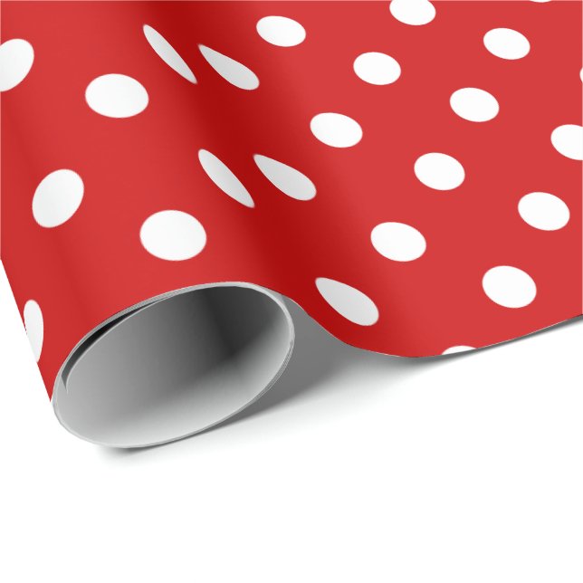 Papper julomslutning för rött och vitt polka dots presentpapper (Rullad Hörn)