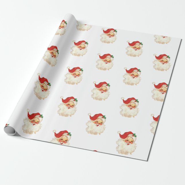 Papper julomslutning i Retro Santa ansikte Presentpapper (Utrullad)