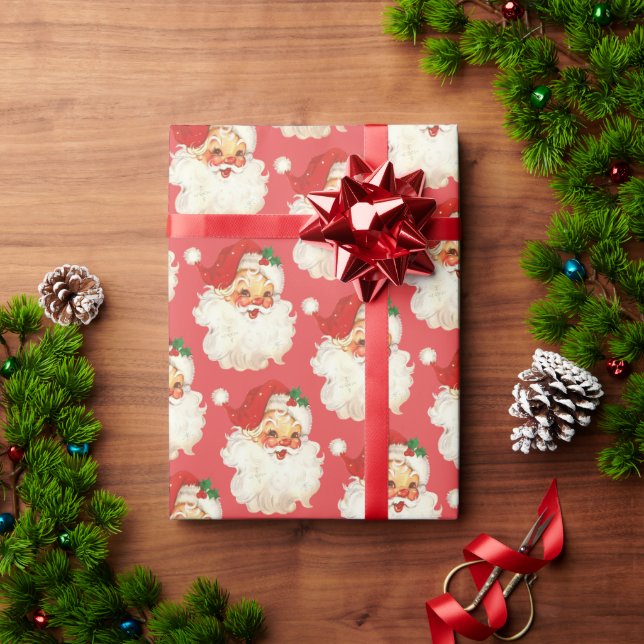 Papper julomslutning i Retro Santa ansikte Presentpapper (Julgåva)