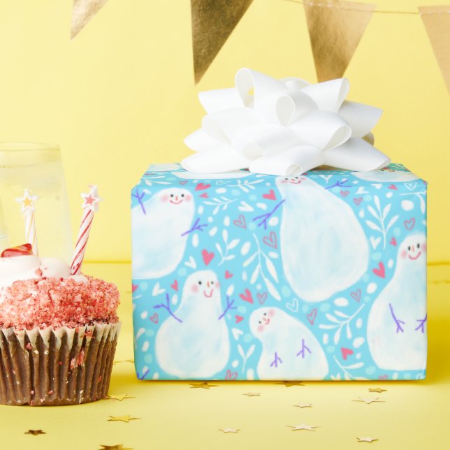 papper julomslutning i snögubbe presentpapper (Födelsedagsfest)