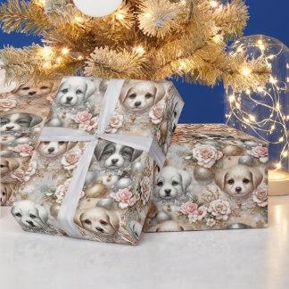 Papper julpuppy Wrapping - Hund Ansikte Presentpapper