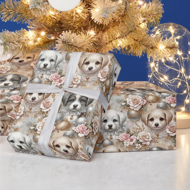 Papper julpuppy Wrapping - Hund Ansikte Presentpapper (Helgdagar)