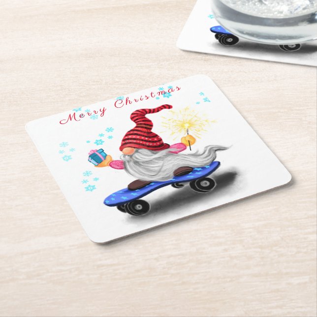 Papper jultomte Underlägg Kvadrat (Vinklad)