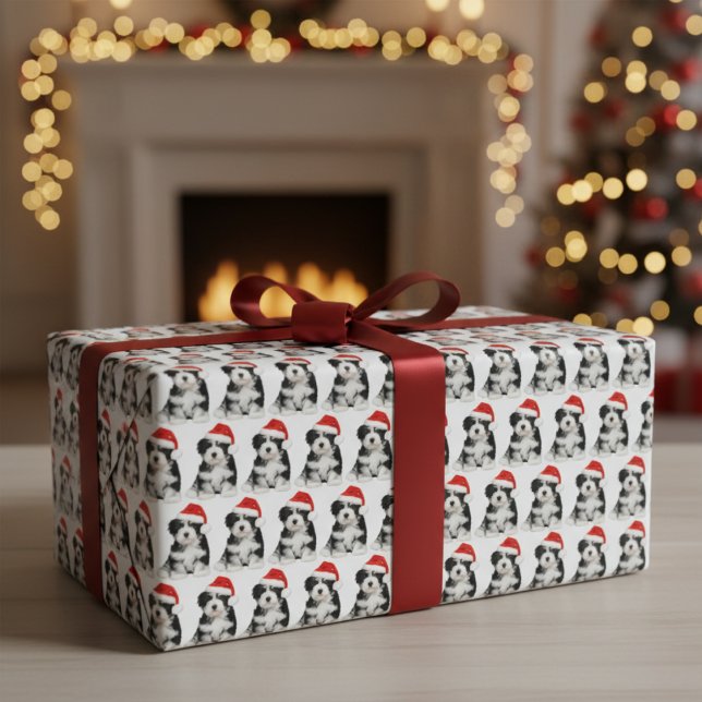 Papper jultomten Havanese Puppy Wrapping Presentpapper (Christmas Santa Havanese Puppy Wrapping Paper)