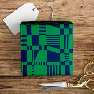 Papper kapning av roligtens moderna incheckade blå presentpapper