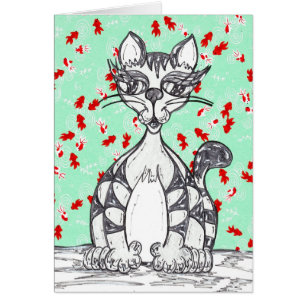 Papper katt 1Card för japan Hälsningskort
