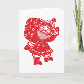 Papper kinesiska jultomten helgkort