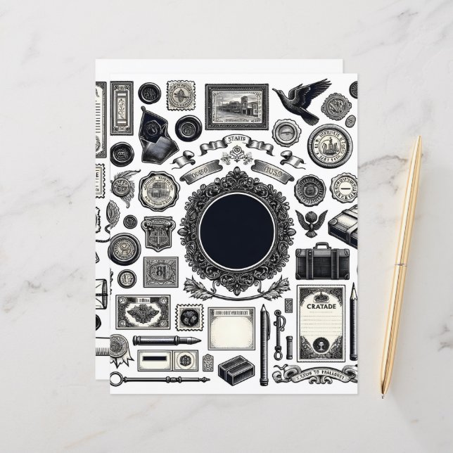 Papper klippning och kollage av vintagens halvtids (Fram/Back In Situ)