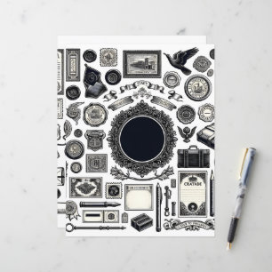 Papper klippning och kollage av vintagens halvtids