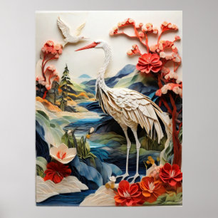 Papper konst i japanska krane imitation poster