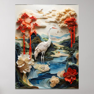 Papper konst i japanska krane imitation poster
