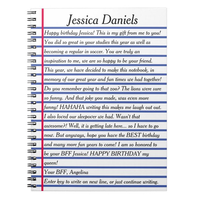 Papper kursiv text med infogad BREV-MEDDELANDE Anteckningsbok (Framsidan)