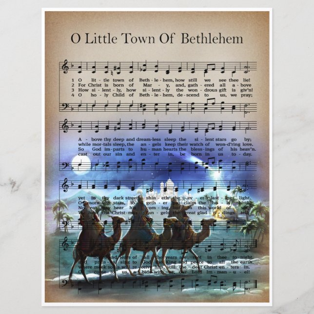 Papper Lakan Music Art Art-o Lilla stad i Betlehem (Framsida)