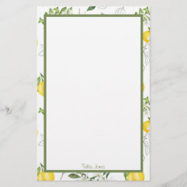 Papper Lemon- och Flower Stationery-anpassningsbar