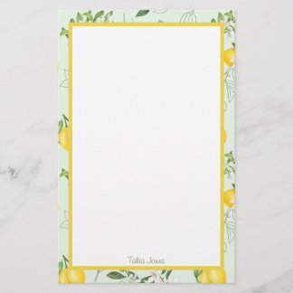 Papper Lemon- och Flower Stationery-anpassningsbar