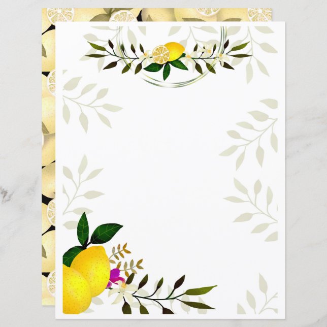 Papper Lemon Stationery (Fram/baksida)