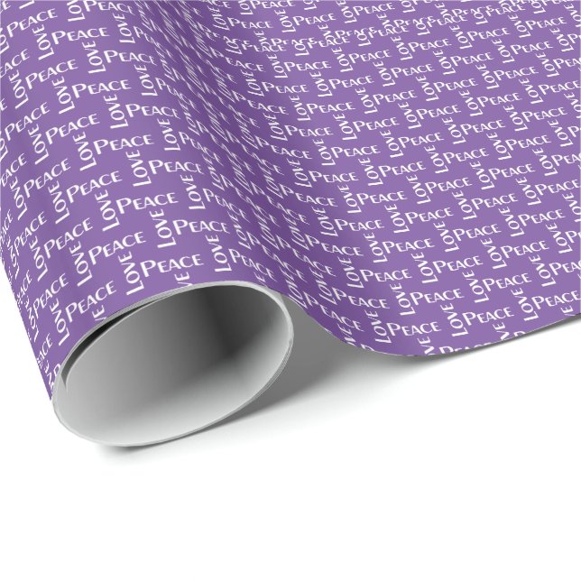 PAPPER Lila av FRED OCH KÄRLEK Helgdag Presentpapper (Rullad Hörn)