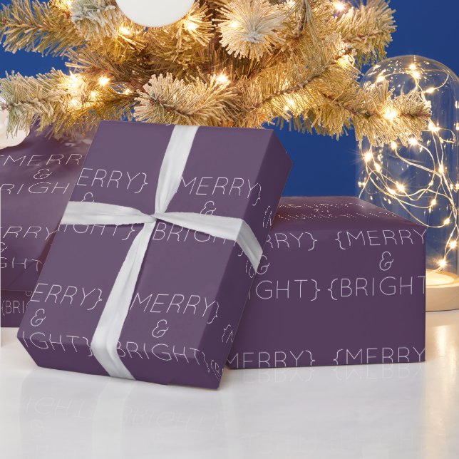 Papper lila Merry and Bright Wrapping Presentpapper (Helgdagar)