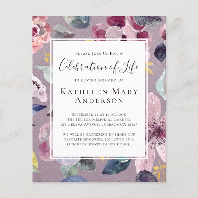 PAPPER Lilac Blommigt Firande of Life-inbjudan Flygblad (Framsidan)