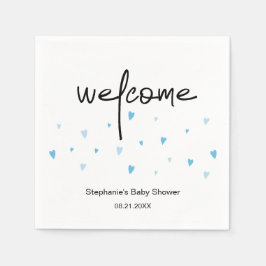 Papper liten blåhjärtssprinklad Pojke Shower Pappersservett