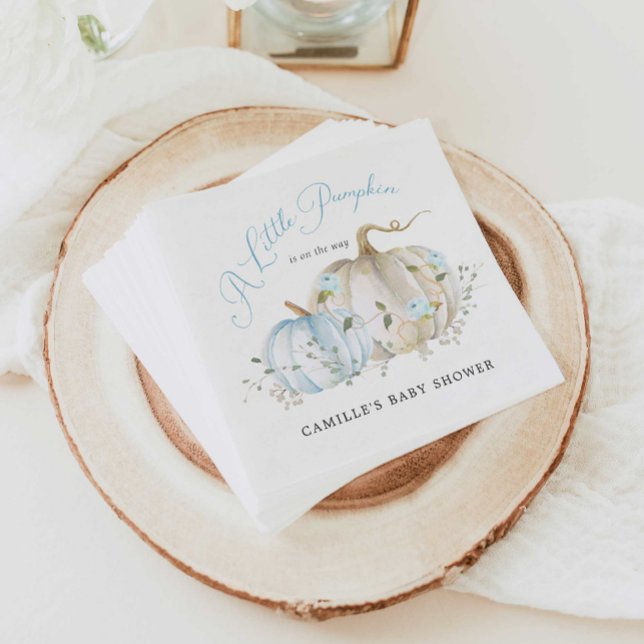 Papper liten Pumpkin Fall Boy Shower Pappersservett (Little Pumpkin Boy Baby Shower Napkins)