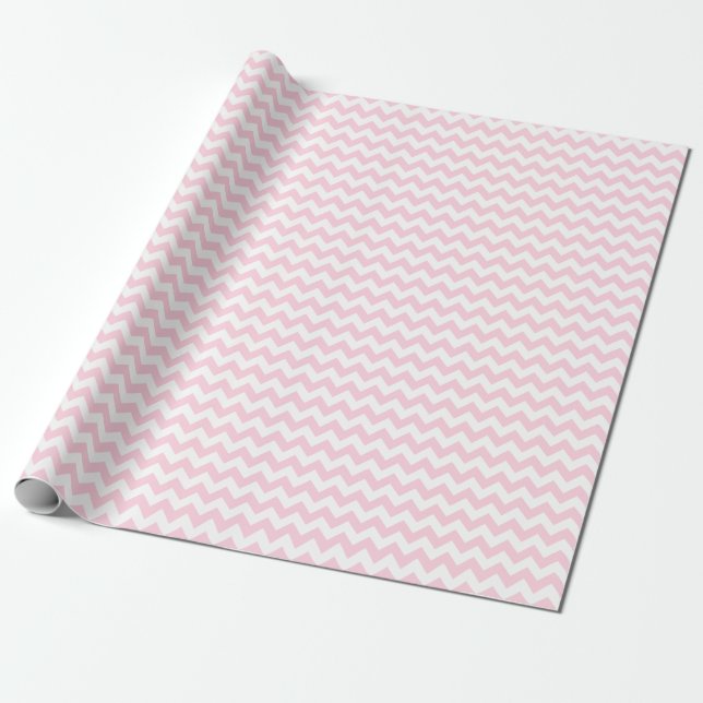 Papper ljus rosa och vit medelstor rattformning presentpapper (Utrullad)