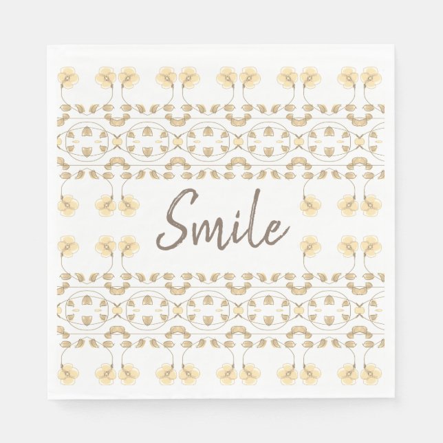 Papper Lunchen Flowered Smile Napkin Pappersservett (Framsidan)