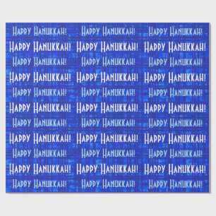 Papper lycklig Hanukkah White och Blue Play Wrappi Presentpapper