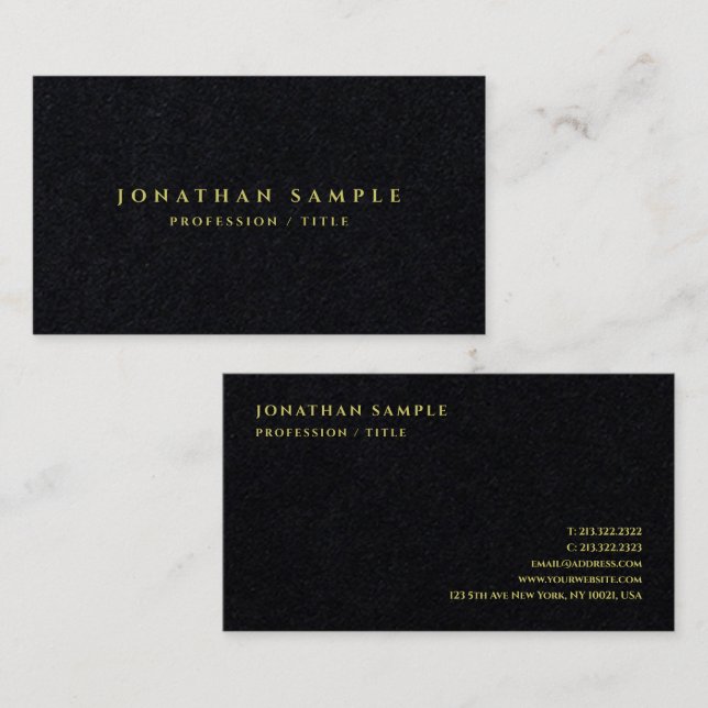 Papper mall för elegant Luxury Premium Black Visitkort (Fram/baksida)