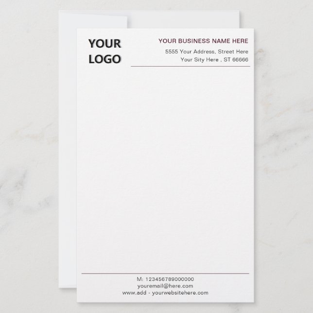 Papper mall för Logotyp Text Business Stationery (Framsida)