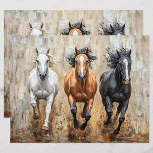 Papper målningsskrapbok för häst trio-galloping