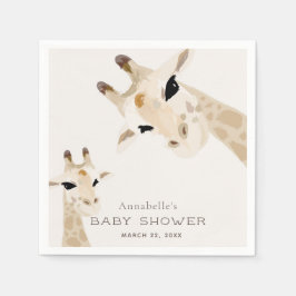 Papper mamma & Baby Giraffe Watercolor Baby Shower Pappersservett