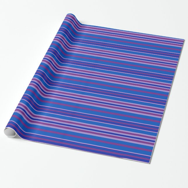 Papper: Mauve, Lila, Blue, Navy Rand Presentpapper (Utrullad)