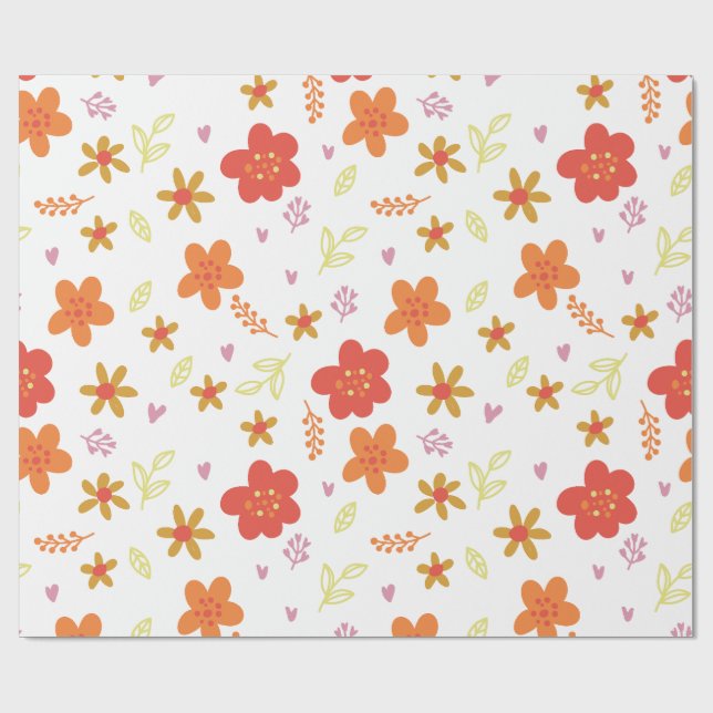 Papper med blomsterdesign – Söta sömlösa blommönst Presentpapper (Platt)