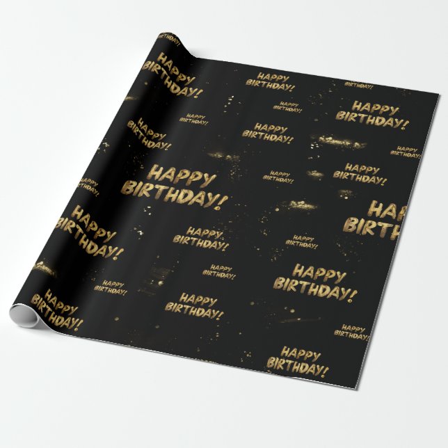 Papper med daglig omslagspapper Gold Black Trendy  Presentpapper (Utrullad)