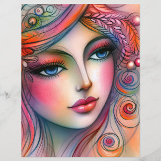 Papper med fantasifull färgrik design för scrapboo