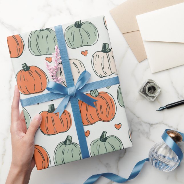 Papper med fantasifullt pumpamuster presentpapper (Gifting)